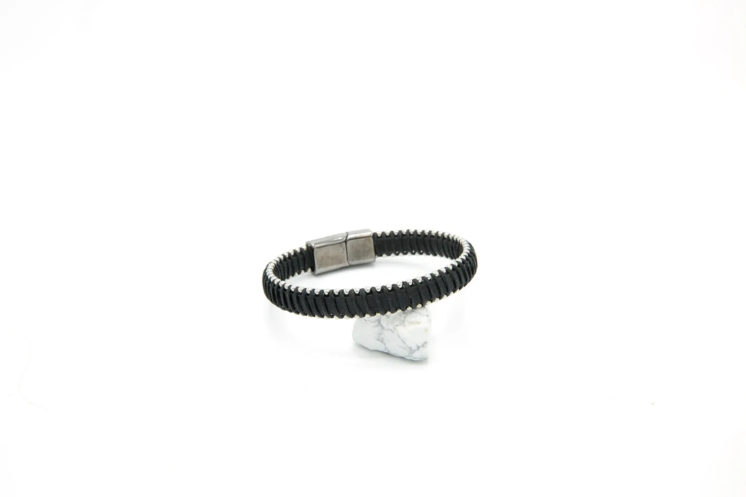 Silver Accent Leather Bracelet