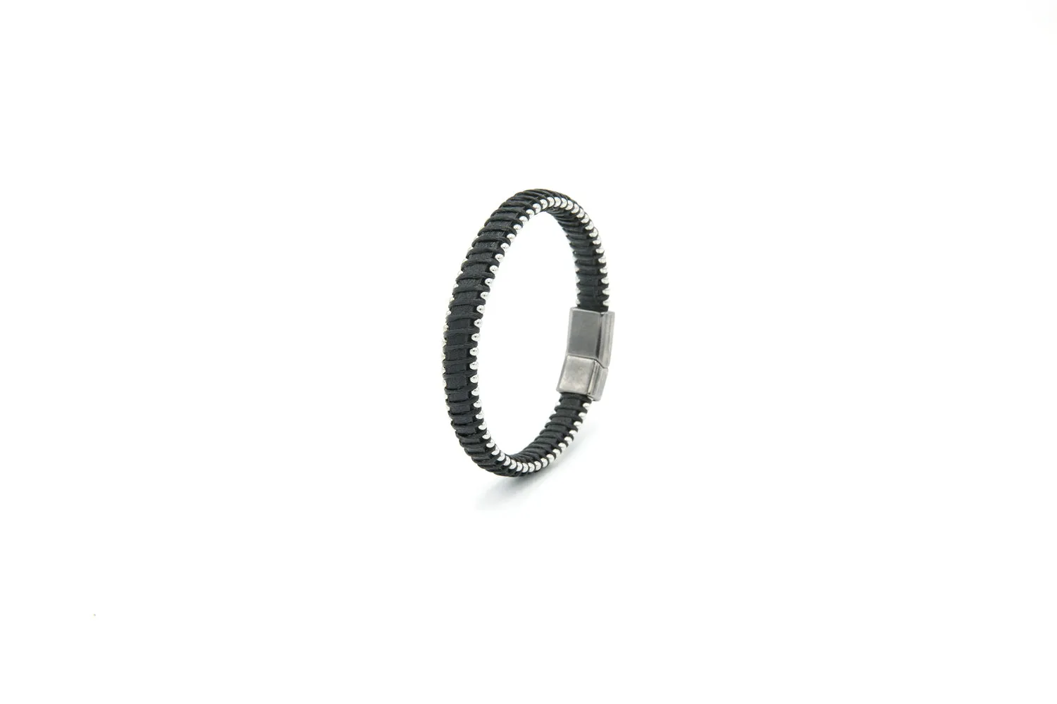 Silver Accent Leather Bracelet