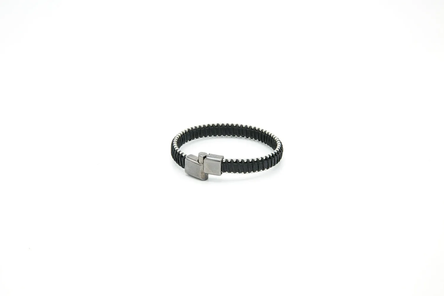 Silver Accent Leather Bracelet