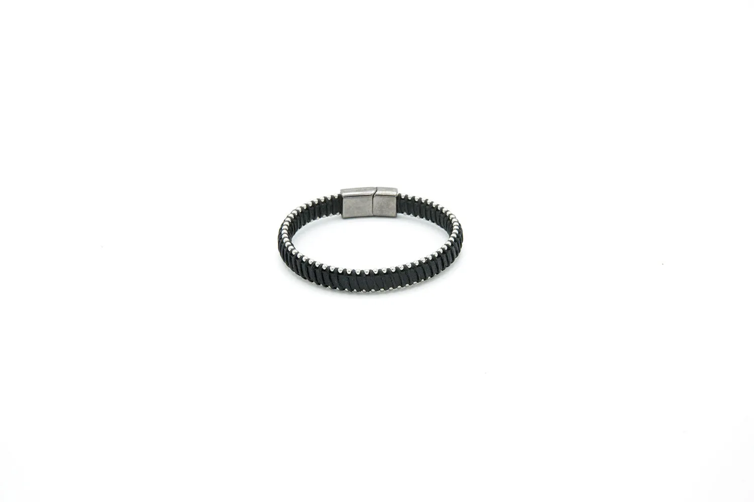 Silver Accent Leather Bracelet