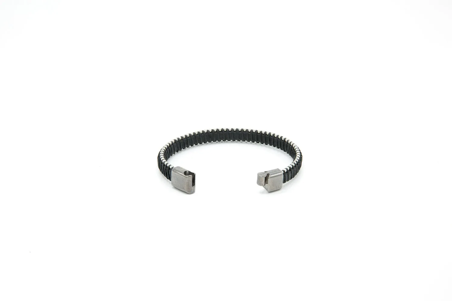 Silver Accent Leather Bracelet