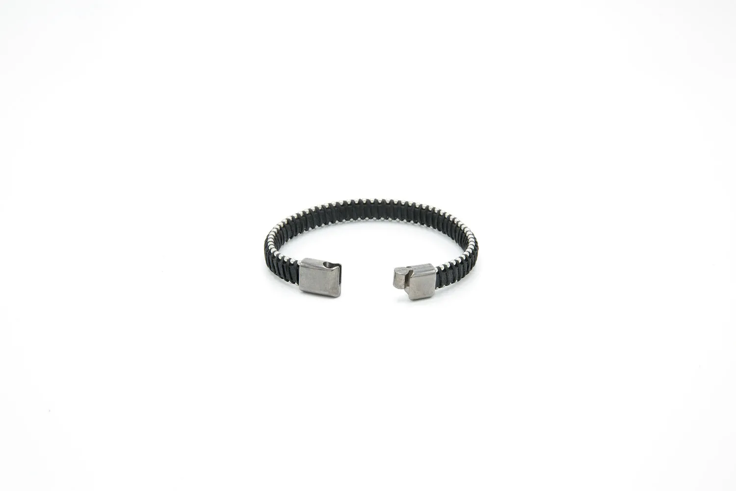Silver Accent Leather Bracelet