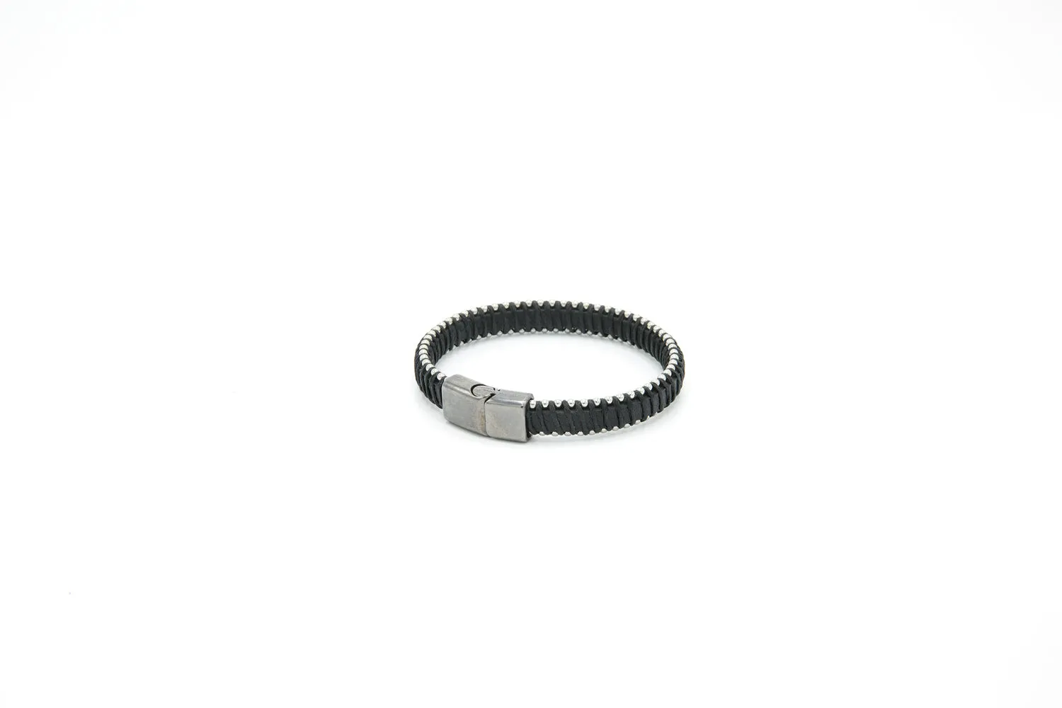 Silver Accent Leather Bracelet