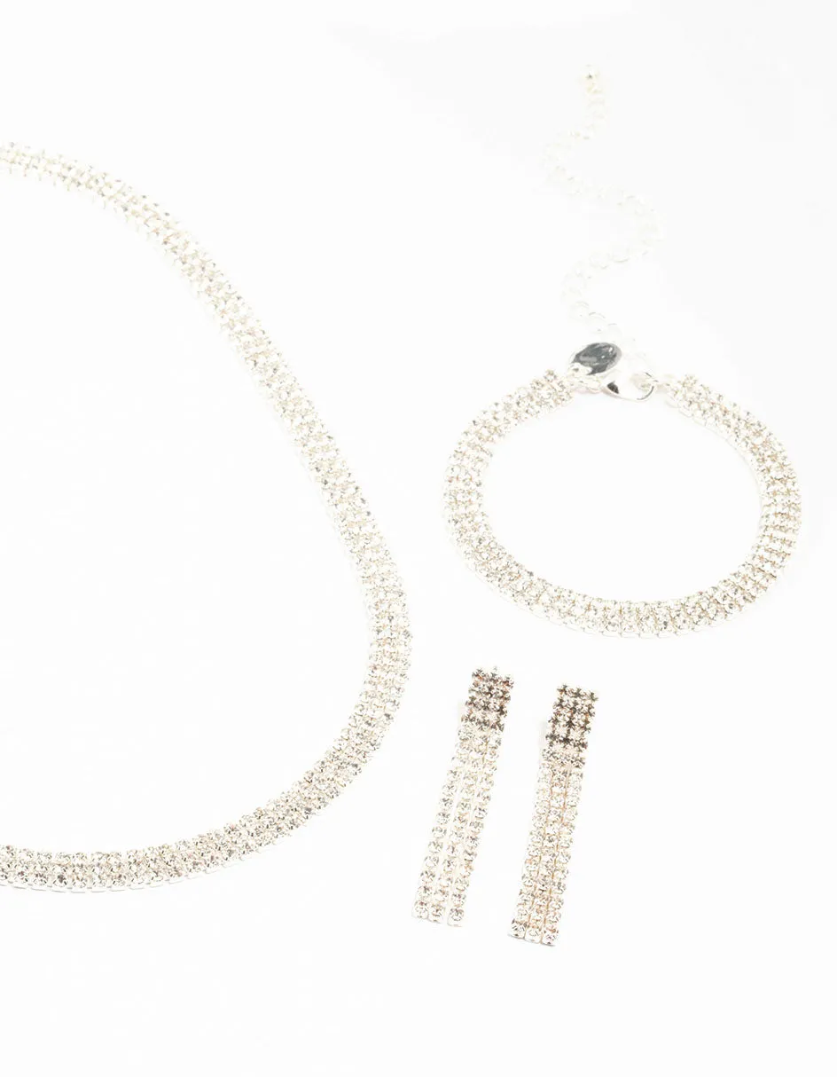 Silver Diamante Cupchain Jewellery Set