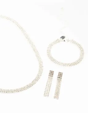 Silver Diamante Cupchain Jewellery Set