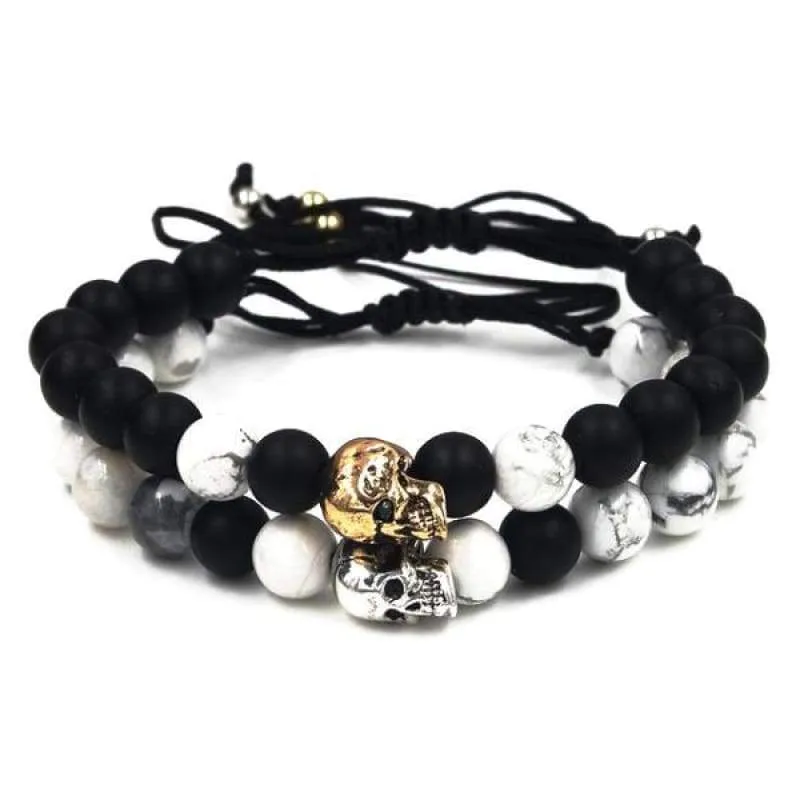 Sons of Odin Beaded Skull Bracelet Set - 2 Styles
