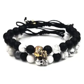 Sons of Odin Beaded Skull Bracelet Set - 2 Styles