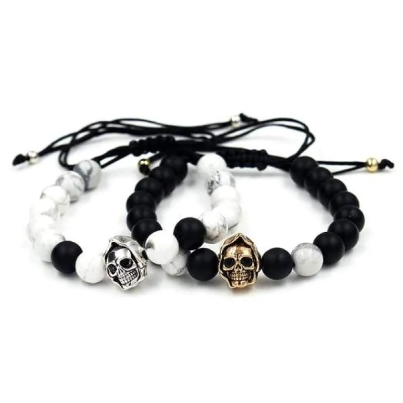 Sons of Odin Beaded Skull Bracelet Set - 2 Styles