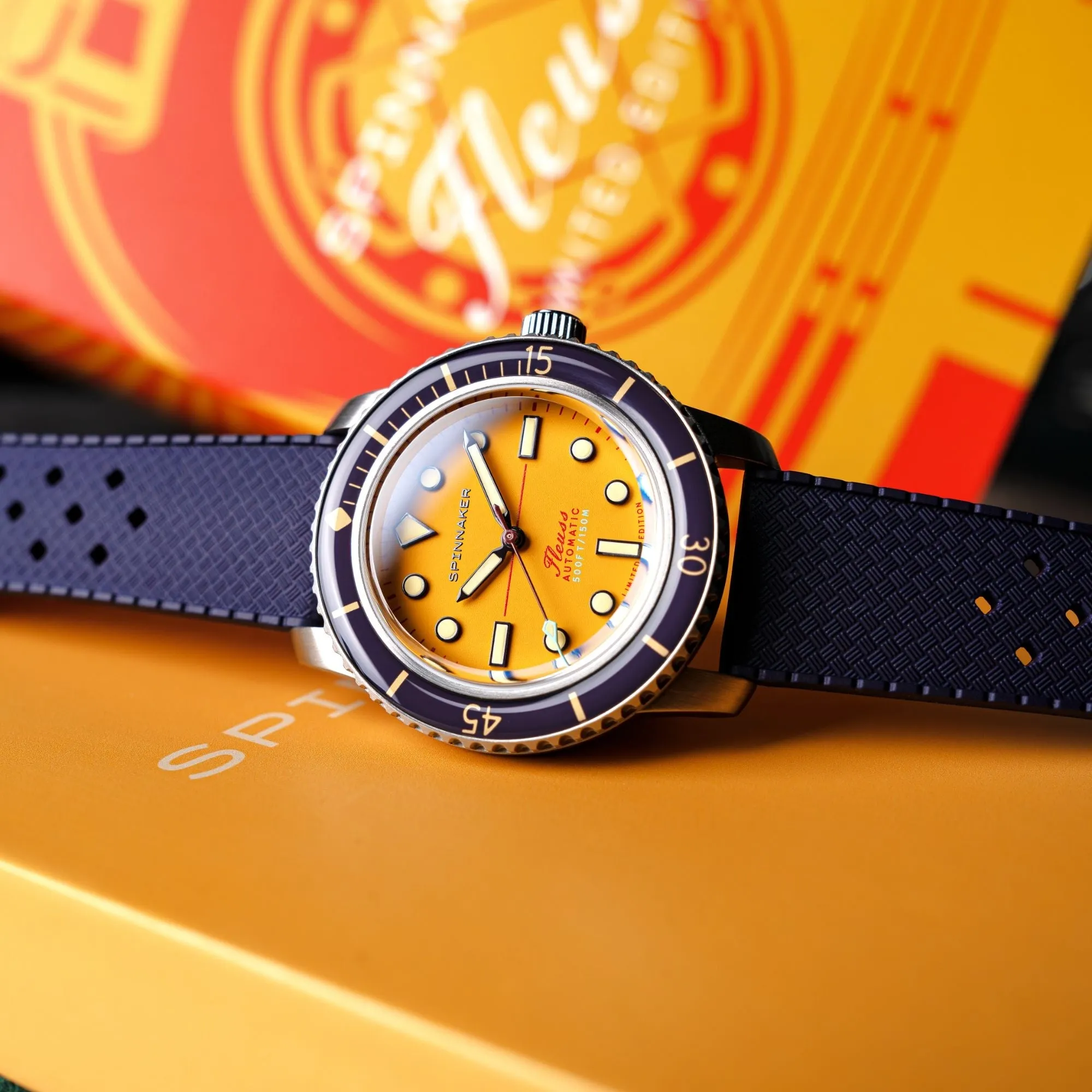 Spinnaker Fleuss 40 Automatic 145TH Limited Edition Mustard Yellow Men's Watch SP-5133-55