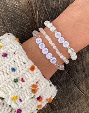 Stacking Bracelets, Beaded Bracelets, Moonstone Bracelet, Bracelet Stack, Beaded Bracelet Stack, Gifts for Her, Letter Bead Bracelet