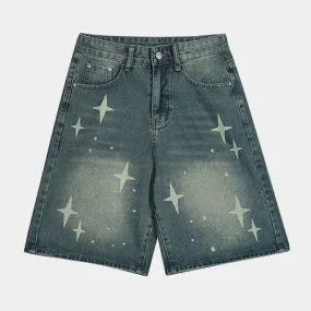 Starlight | Streetwear Star Print Denim Shorts
