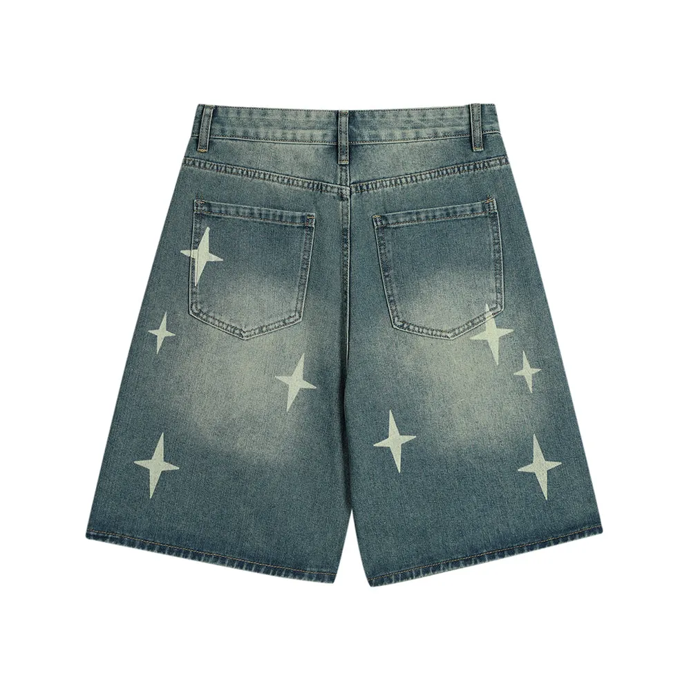 Starlight | Streetwear Star Print Denim Shorts