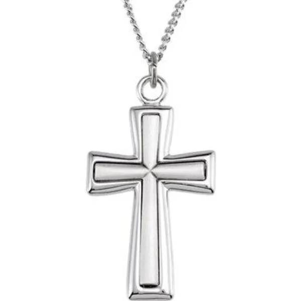 Sterling Silver Fimbriated Cross 39.00X21.75 MM