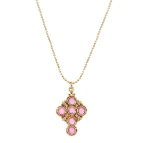 Symbols Of Faith Pink Channel Cross Pendant Necklace 16"