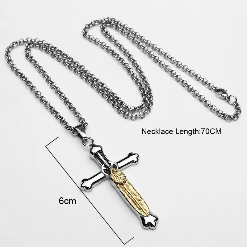 Takahashi Goro Feather Jesus Cross Necklace