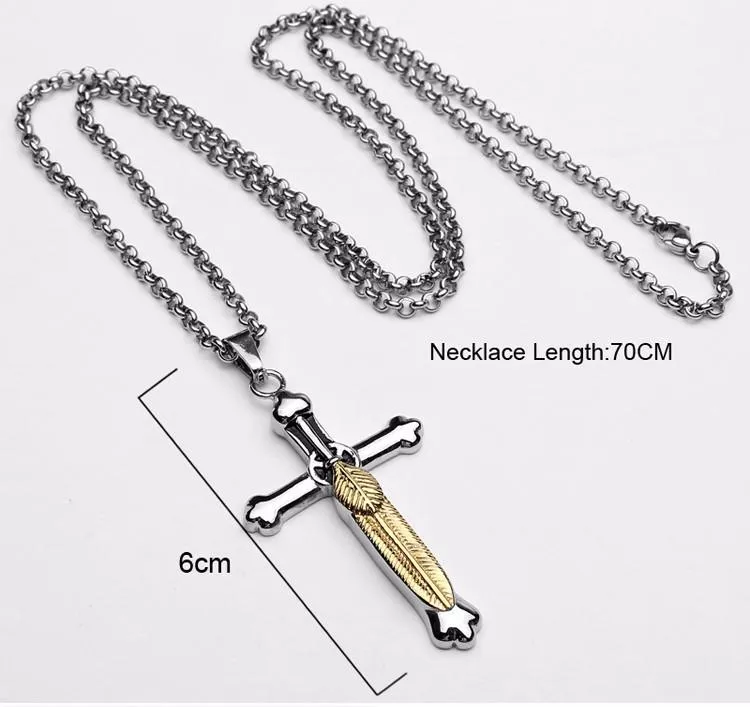 Takahashi Goro Feather Jesus Cross Necklace