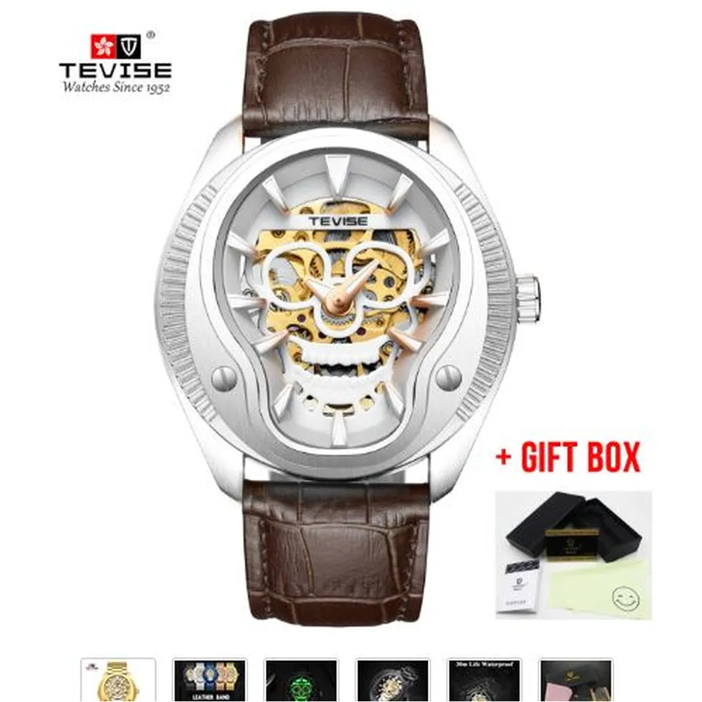 Tevise Mechanical Skull Style Watch For Men