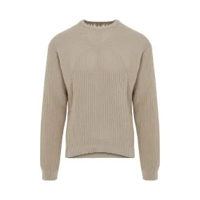 Turtle Neck Cotton Knit Sweater in Pearl