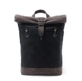 Vintage Roll Top Waxed Canvas Backpack Rucksack
