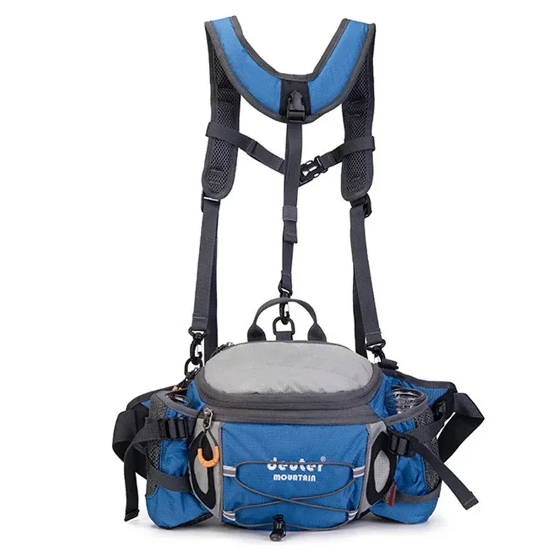 Waterproof Outdoor Waist Pack for Hiking, Cycling, Camping, and Fishing - Shockproof Molle Backpack with Water Bottle Holder