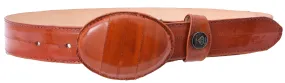 White Diamond Anguila Leather Belt - Cognac