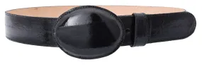 White Diamond Anguila Leather Belt - Negro