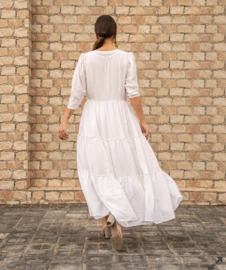 White Tier Trio Dress