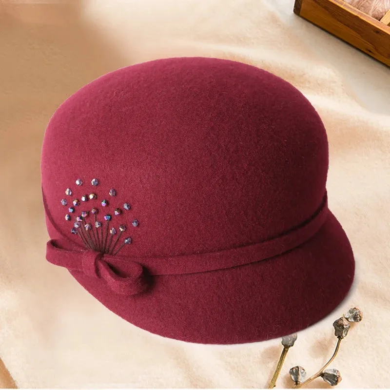 Women's Autumn Winter Wool Duck Tongue British Leisure Felt Hat