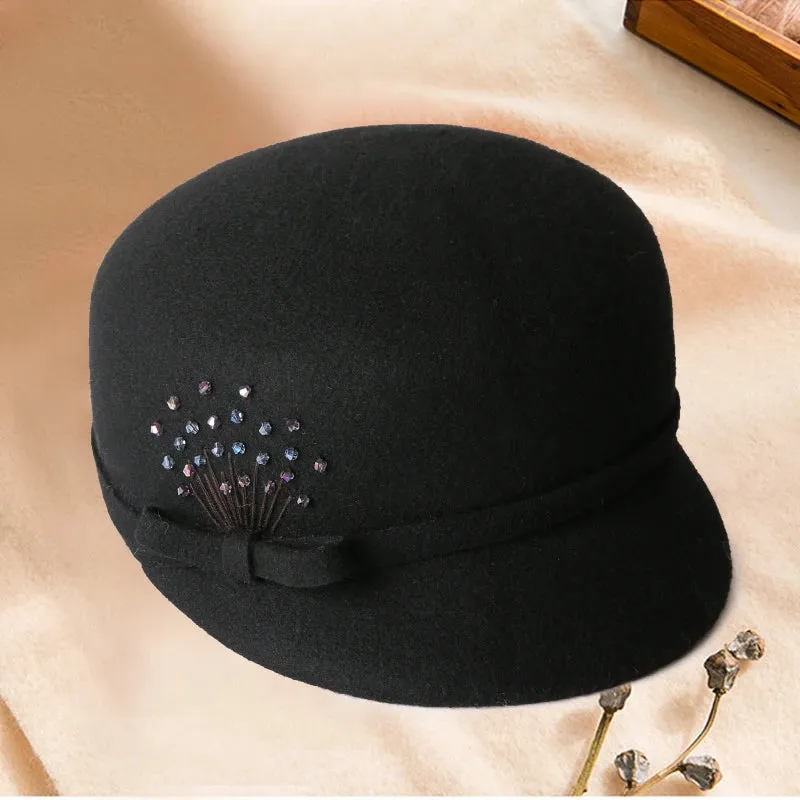 Women's Autumn Winter Wool Duck Tongue British Leisure Felt Hat