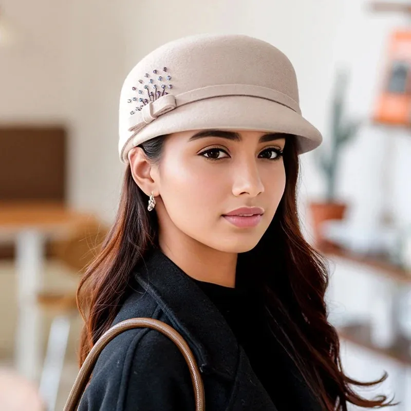 Women's Autumn Winter Wool Duck Tongue British Leisure Felt Hat