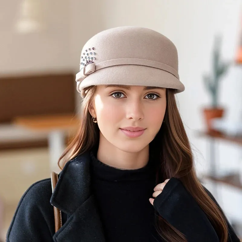 Women's Autumn Winter Wool Duck Tongue British Leisure Felt Hat
