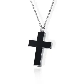 Women's Christian Necklace<br> Black Cross Urn