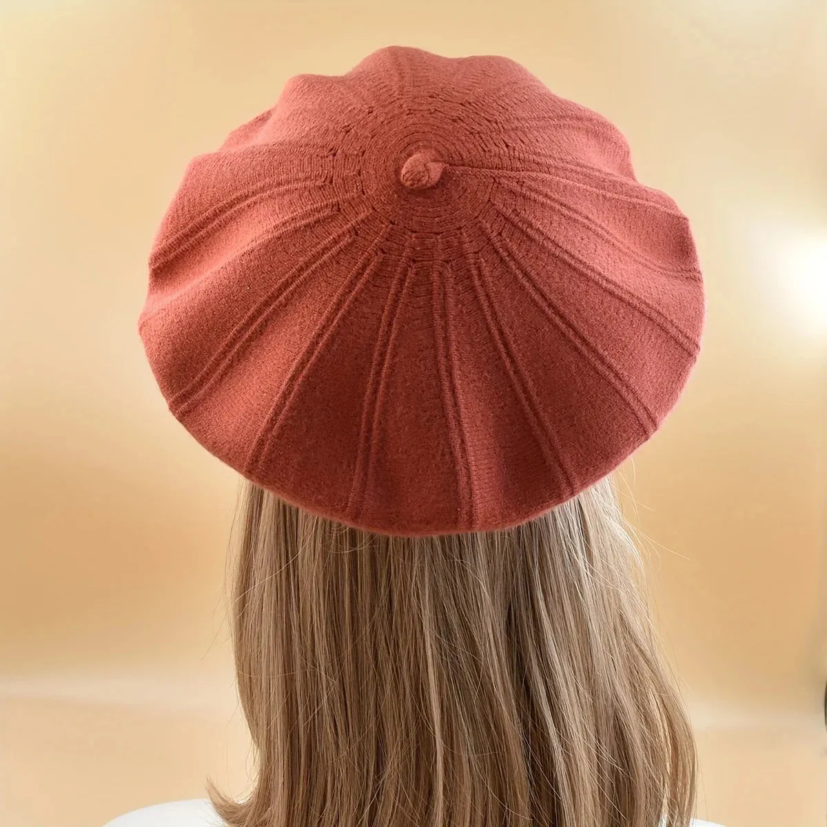 Wool Knitted French Stripe Plaid Military Top Painter Beret Women Hat