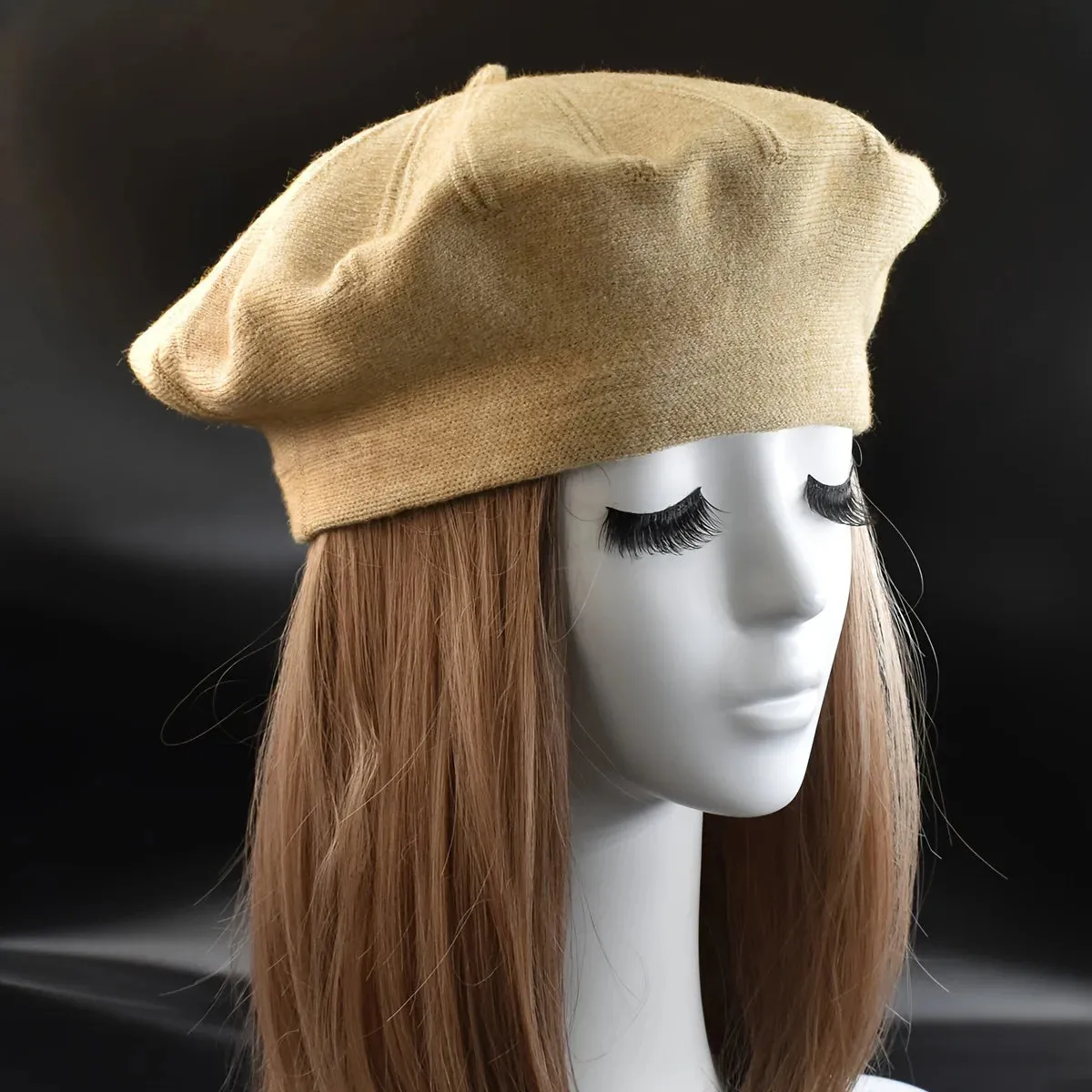 Wool Knitted French Stripe Plaid Military Top Painter Beret Women Hat