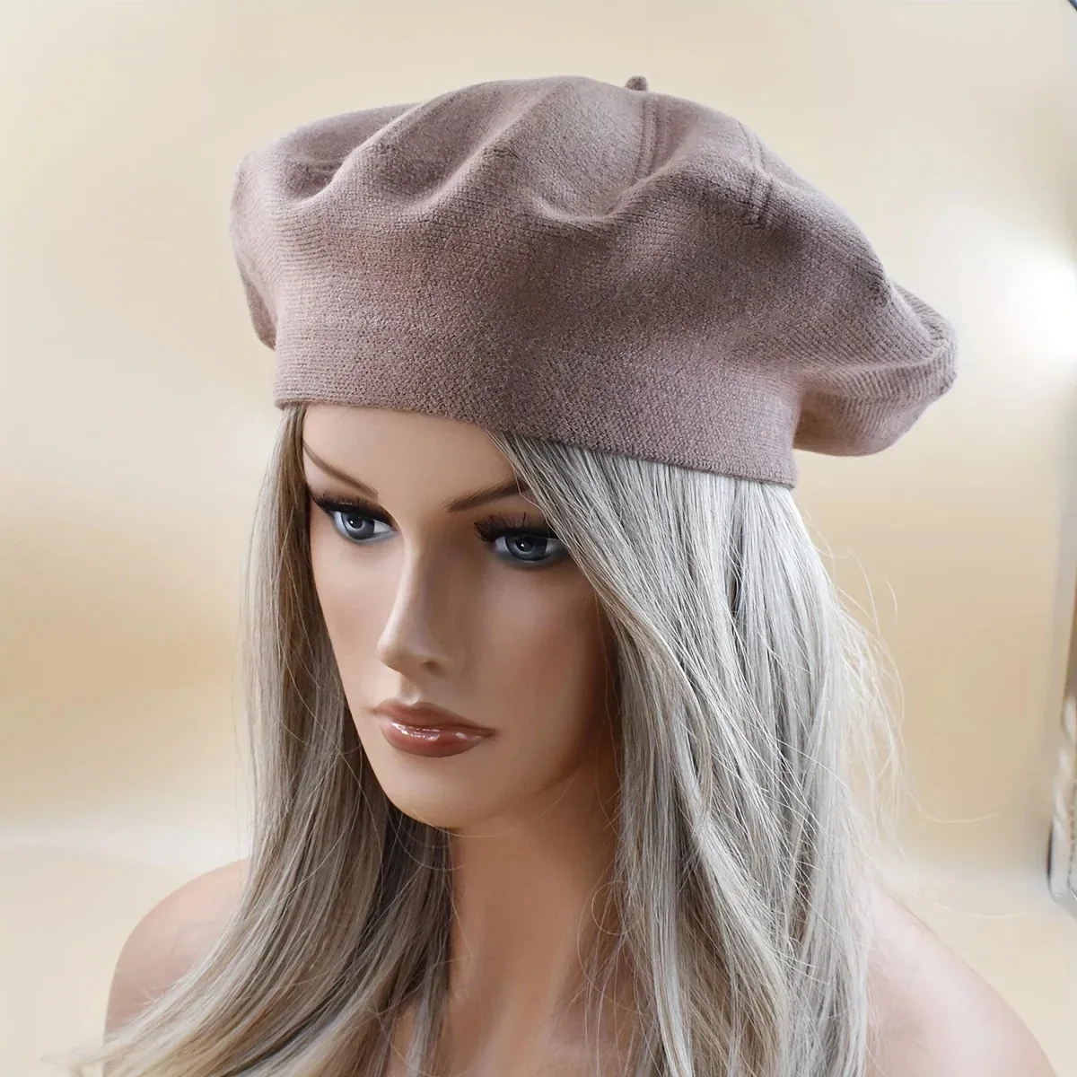 Wool Knitted French Stripe Plaid Military Top Painter Beret Women Hat